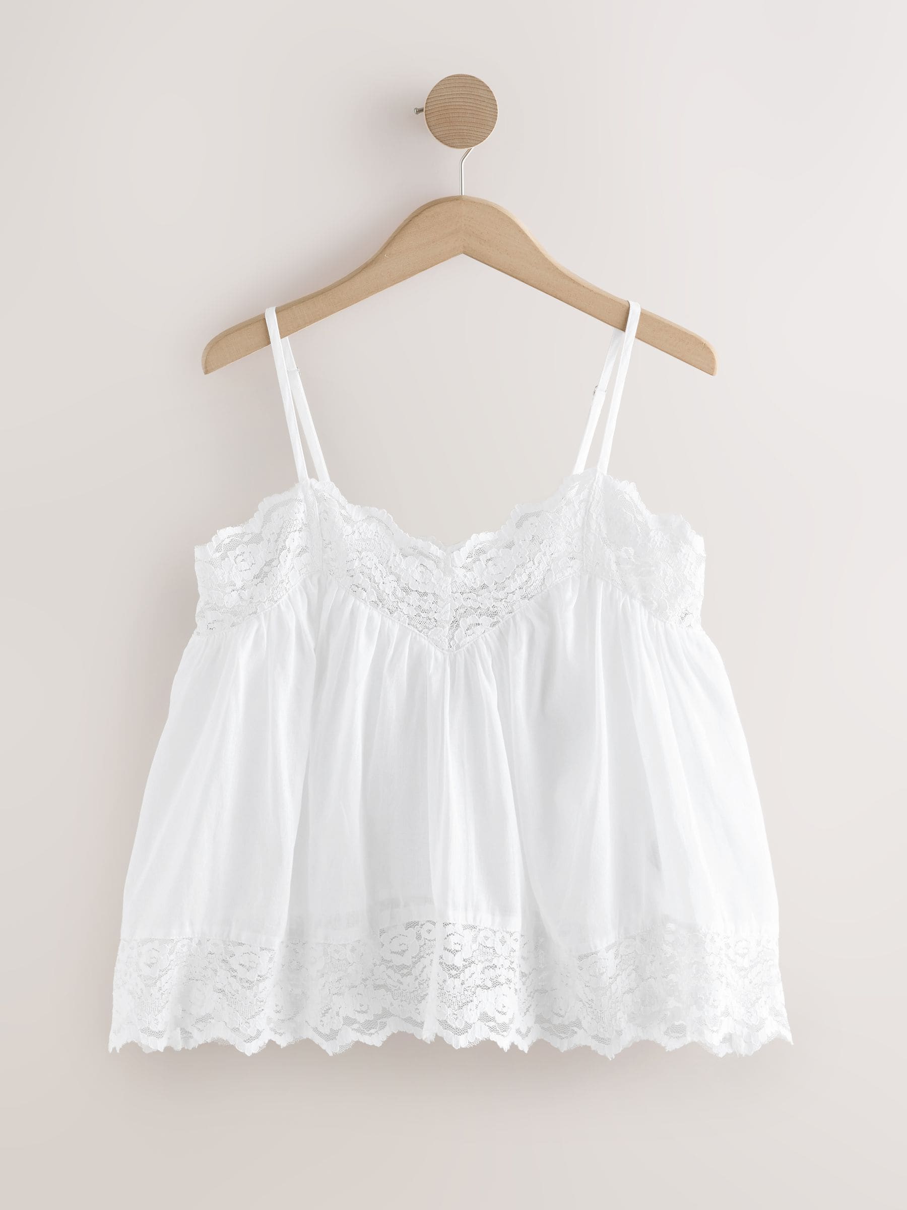 Buy White Lace Trim Cami Top from Next Romania