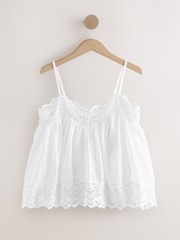 White Lace Trim Cami Top - Image 6 of 8