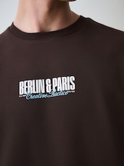 Brown Blue Text Regular Fit Graphic Print Heavy Weight T-Shirt - Image 6 of 6