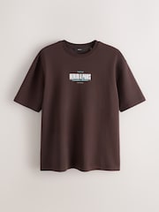 Brown Blue Text Regular Fit Graphic Print Heavy Weight T-Shirt - Image 7 of 9