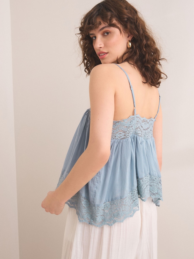 White Lace Detail Cami Top M antique lace cami top thenime