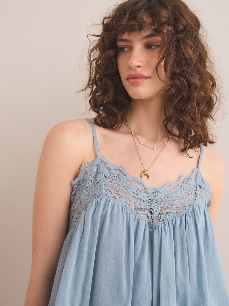 Buy Blue Lace Trim Cami Top from Next USA