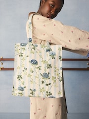 Cath Kidston Blue Floral Stripe Large Book Bag - Image 1 of 7