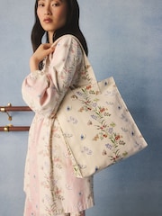 Cath Kidston Ecru Flutter Stripe Ecru Large Book Bag - Image 1 of 6