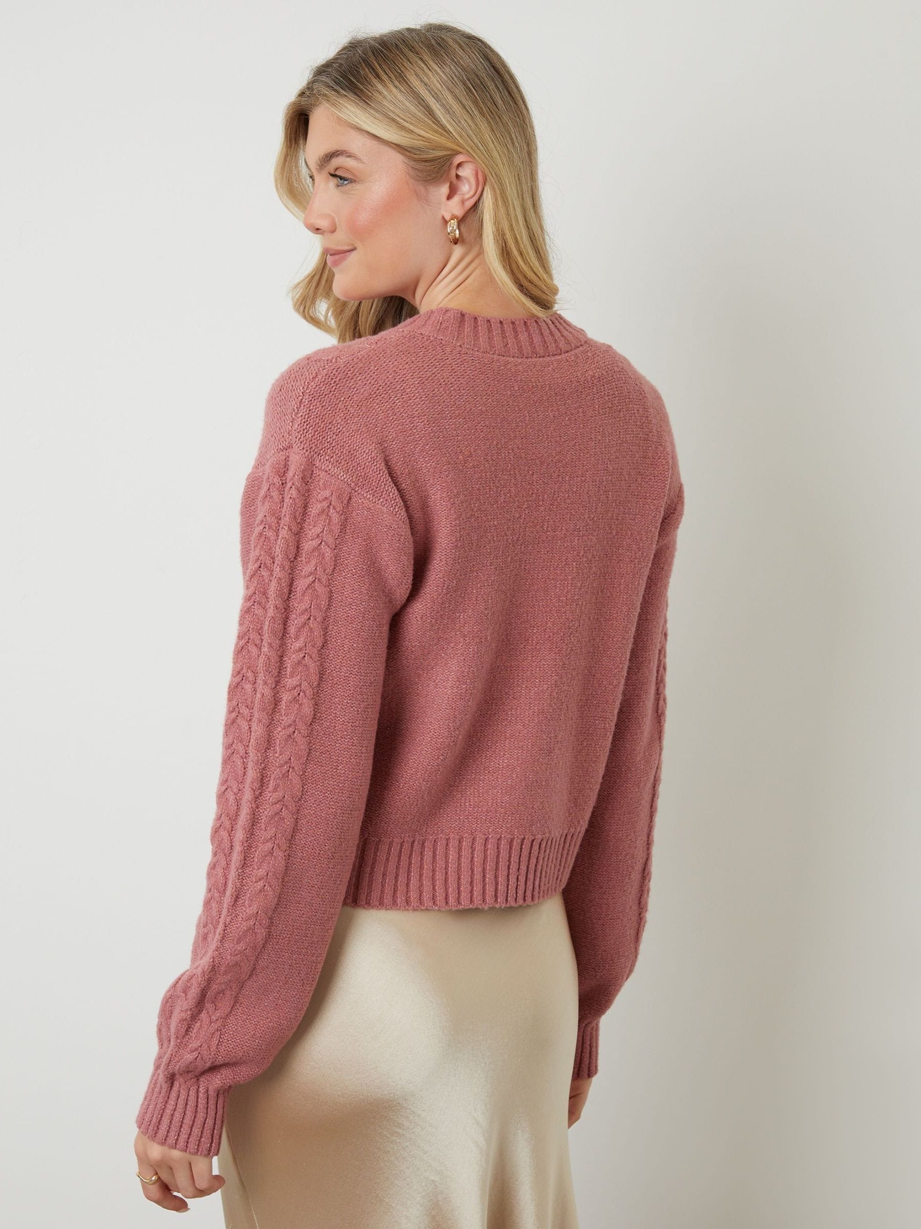 Next：日本 ピンク - Another Sunday ケーブルニット タイフロント