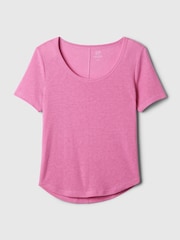 Gap Dark Pink Linen Blend Short Sleeve Scoop Neck T-Shirt - Image 4 of 4