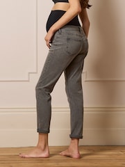 Seraphine Grey Petite Premium Overbump Maternity Relaxed Fit Jeans - Image 6 of 6