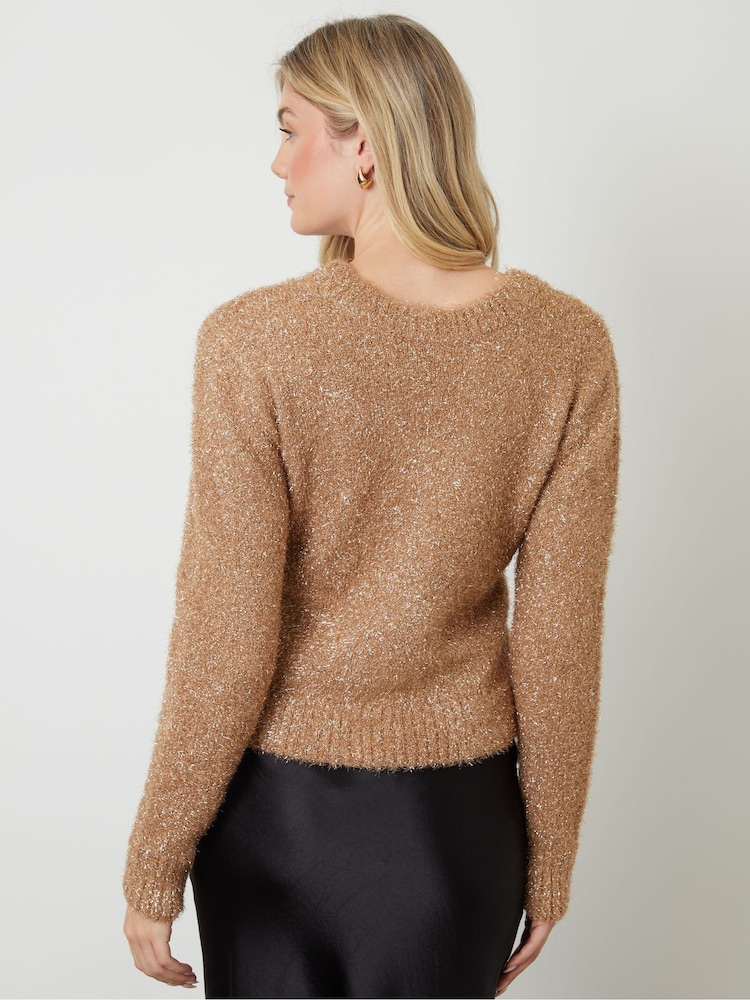 Another Sunday Brown 2-in-1 Sparkle Reversible Cardigan & Jumper - Image 2 of 7 Another Sunday Brown 2-in-1 Sparkle Reversible Cardigan & Jumper - Image 2 of 7