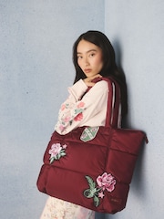 Cath Kidston Burgundy Red Flower Crest Portobello Tote Bag - Image 1 of 9