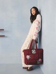 Cath Kidston Burgundy Red Flower Crest Portobello Tote Bag - Image 3 of 9