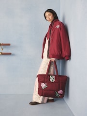Cath Kidston Burgundy Red Flower Crest Portobello Tote Bag - Image 4 of 9