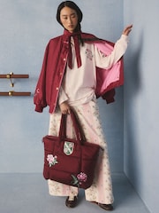 Cath Kidston Burgundy Red Flower Crest Portobello Tote Bag - Image 6 of 9