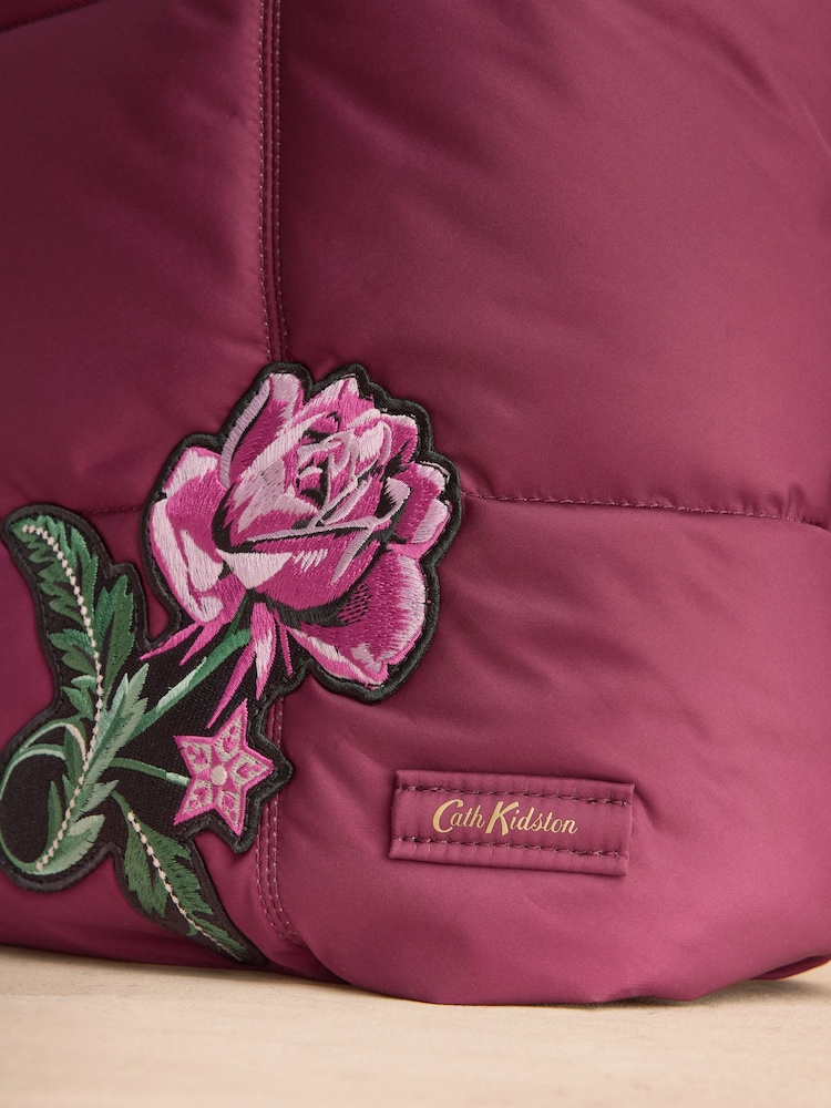 Cath Kidston Burgundy Red Flower Crest Portobello Tote Bag - Image 9 of 9
