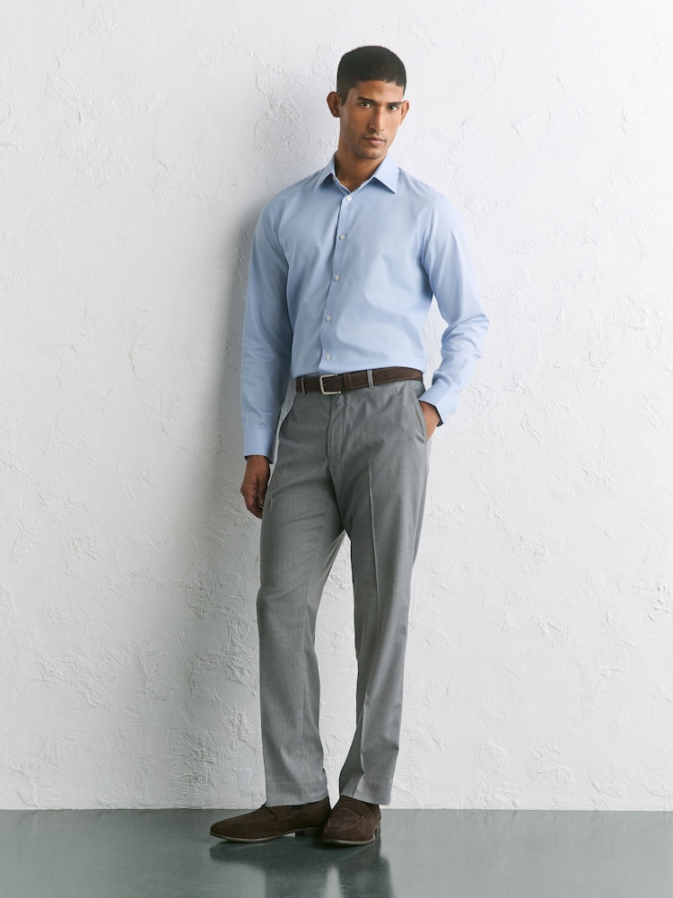 אפור בהיר - גזרה רגילה - Stretch Smart Twill Trousers - תמונה 2 מתוך 4 אפור בהיר - גזרה רגילה - Stretch Smart Twill Trousers - תמונה 2 מתוך 4
