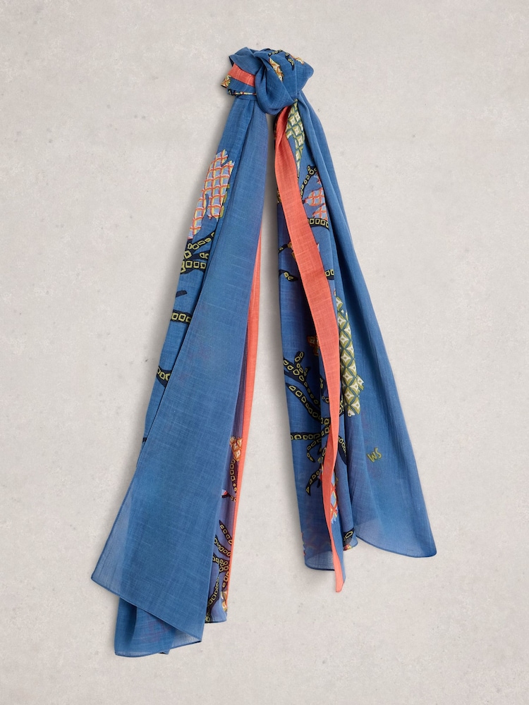 White Stuff Blue Callie Printed Scarf - Image 1 of 3 White Stuff Blue Callie Printed Scarf - Image 1 of 3