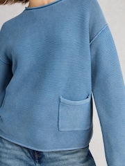 White Stuff Blue Gigi Washed Jumper - Image 4 of 6