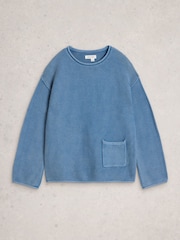 White Stuff Blue Gigi Washed Jumper - Image 5 of 6