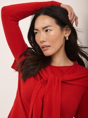 Mint Velvet Red Cotton Blend Scarf Jumper - Image 3 of 7