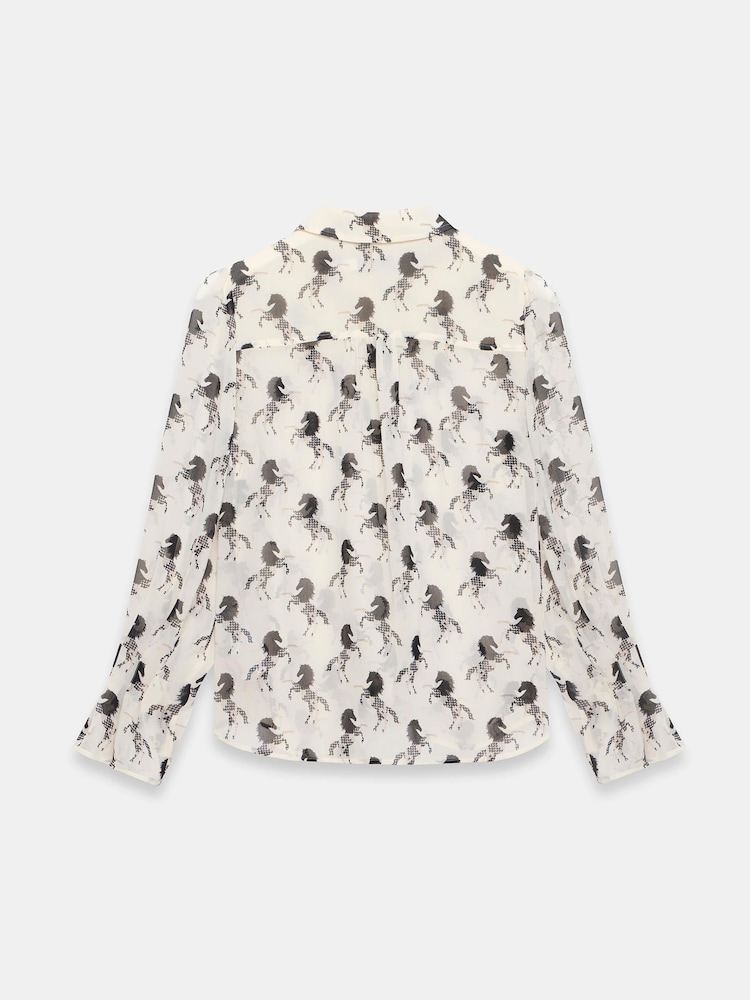Mint Velvet Cream Horse Print Sheer Blouse - Image 7 of 7 Mint Velvet Cream Horse Print Sheer Blouse - Image 7 of 7