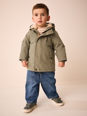 Green Waterproof Borg Lined Parka (3mths-7yrs) - Image 1 of 12