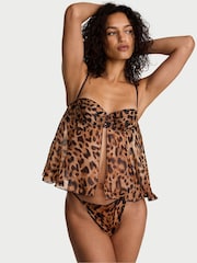 Victoria's Secret Leopard Brown Chiffon Babydoll Set - Image 1 of 2