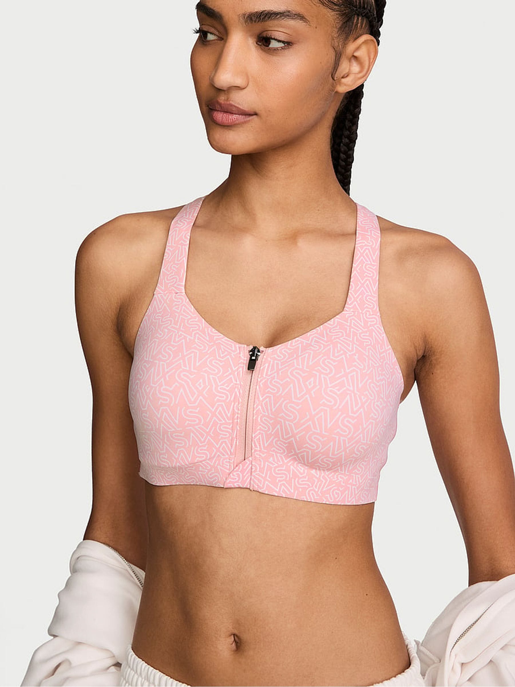 Victoria's Secret Dusk Pink Logos Front Close Knockout High Impact Sports Bra