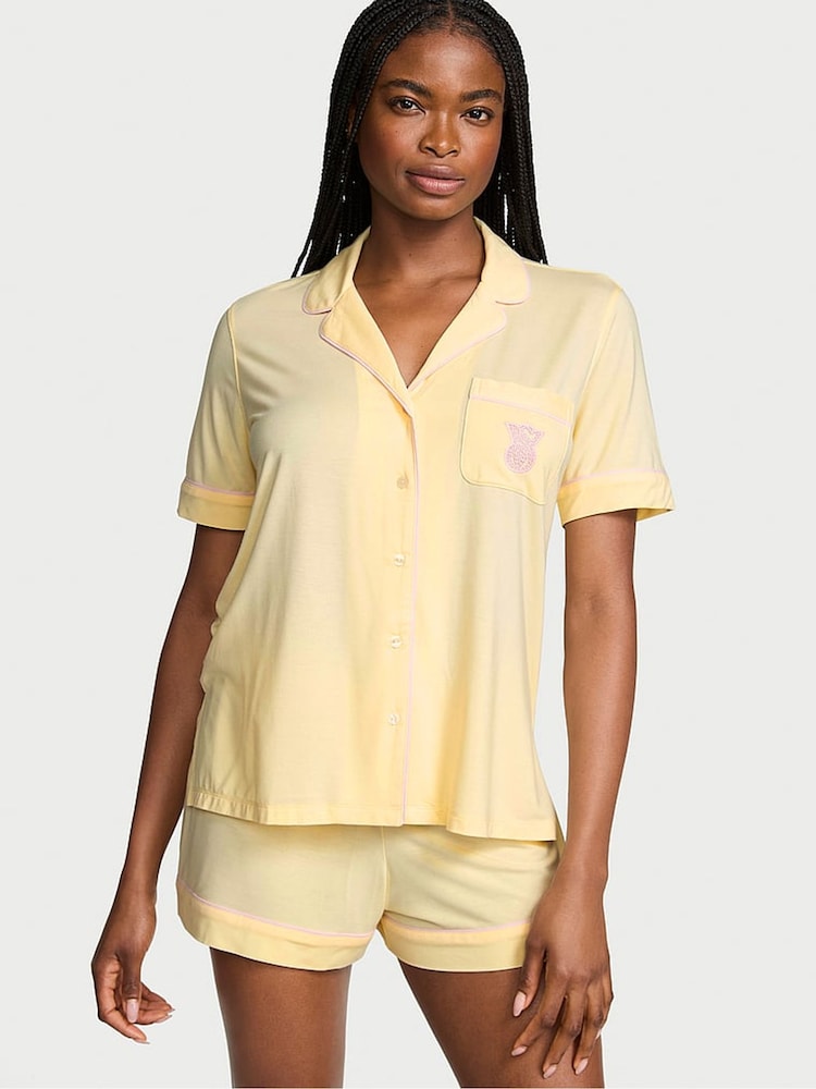 Victoria's Secret Sunny Honey Yellow Modal Short Pyjamas Set - Image 1 of 2 Victoria's Secret Sunny Honey Yellow Modal Short Pyjamas Set - Image 1 of 2