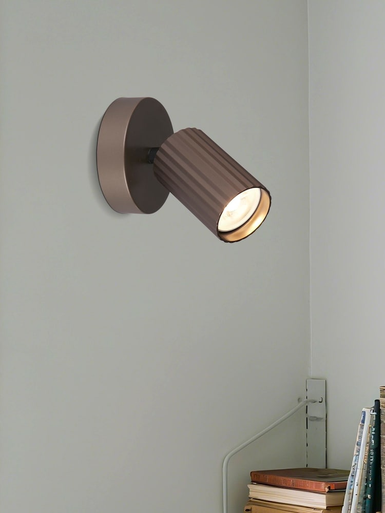 Searchlight Bronze Nanna Fluted Spotlight GU10 - Image 1 of 4 Searchlight Bronze Nanna Fluted Spotlight GU10 - Image 1 of 4