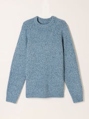 FatFace Deanston Light Blue Crew Neck Jumper - Image 6 of 6