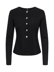ONLY Black Metal Button Cardigan - Image 4 of 6
