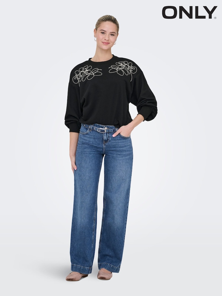 ONLY Blue Low Waist Wide Leg Belt Jeans - Image 8 of 8 ONLY Blue Low Waist Wide Leg Belt Jeans - Image 8 of 8
