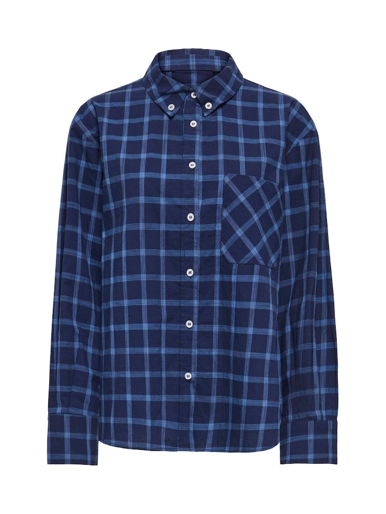 ONLY Blue Checked Shirt - Image 1 of 1 ONLY Blue Checked Shirt - Image 1 of 1