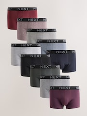 Burgungy Mixed Pattern 10 pack Cotton Rich Blend Hipster Boxers - Image 1 of 14