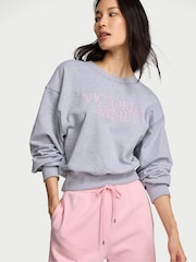 Victoria's Secret Medium Heather Grey Terry Cropped Crewneck Sweatshirt - Image 1 of 2