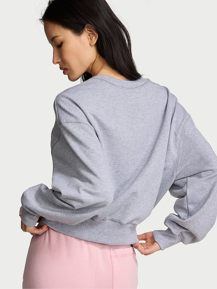Victoria's Secret Medium Heather Grey Terry Cropped Crewneck Sweatshirt - Image 2 of 2