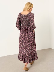 FatFace Adele Brown Winter Floral Midi Dress - Image 2 of 5