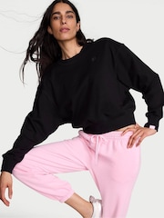 Victoria's Secret Black Terry Cropped Crewneck Sweatshirt - Image 1 of 2