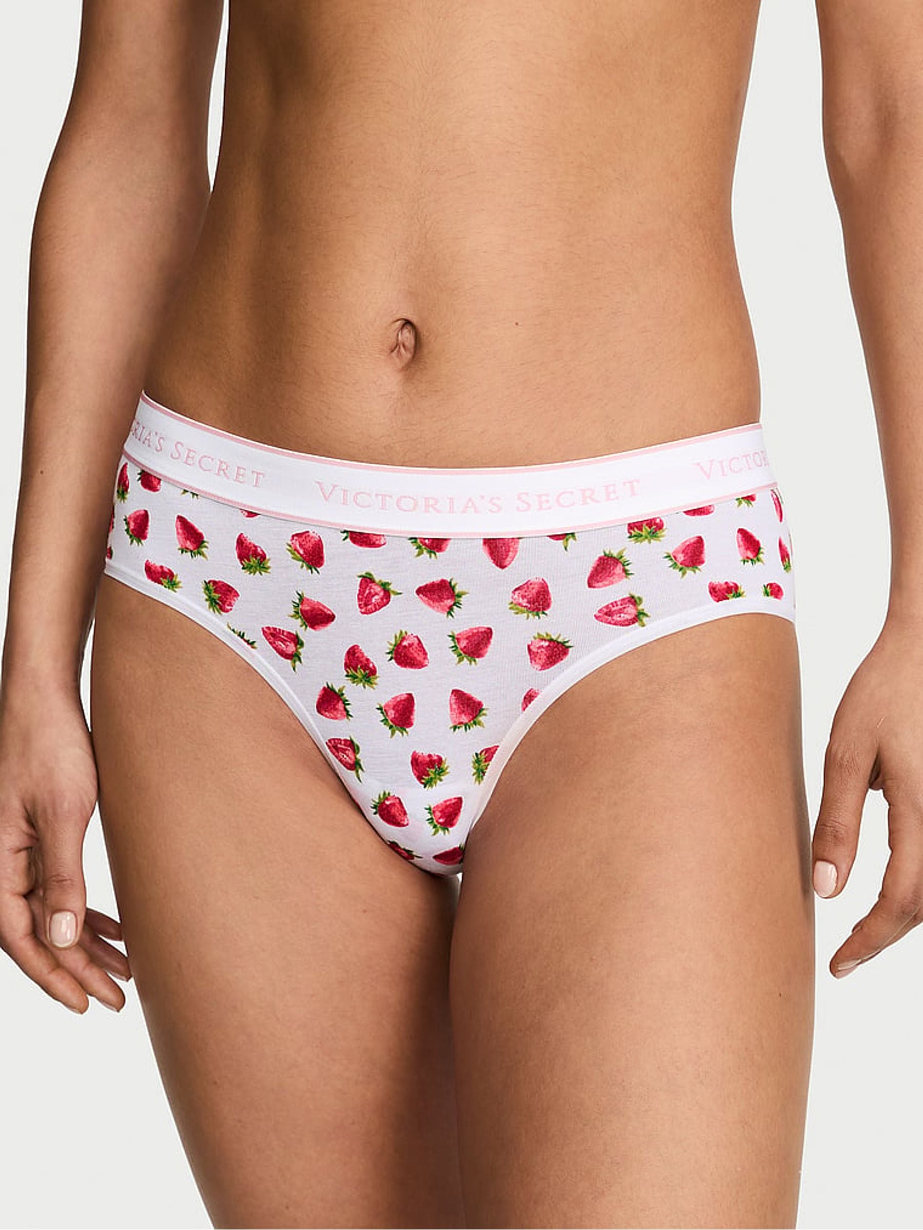 Victoria's Secret White Strawberries Hipster Logo Knickers