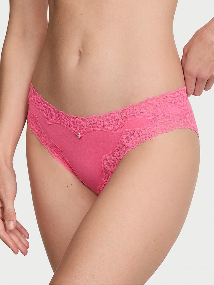 Victoria's Secret Pink Radiance Bikini Cotton Lace Waist Knickers - Image 1 of 2
