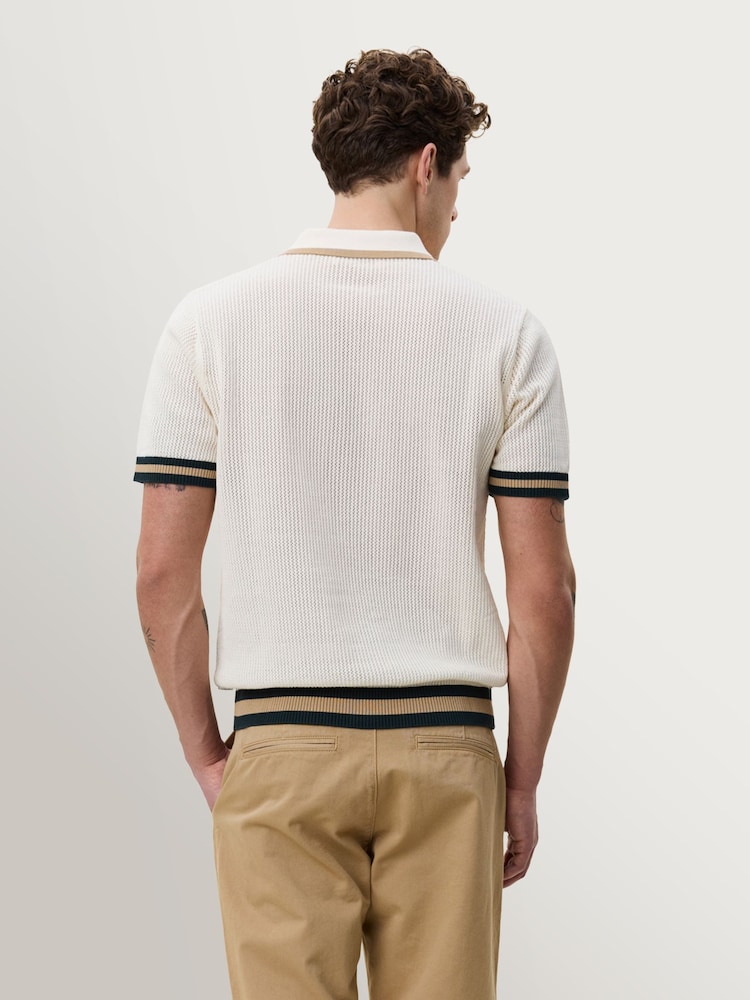 Les Deux White Lace Knitted Polo Shirt - Image 2 of 7