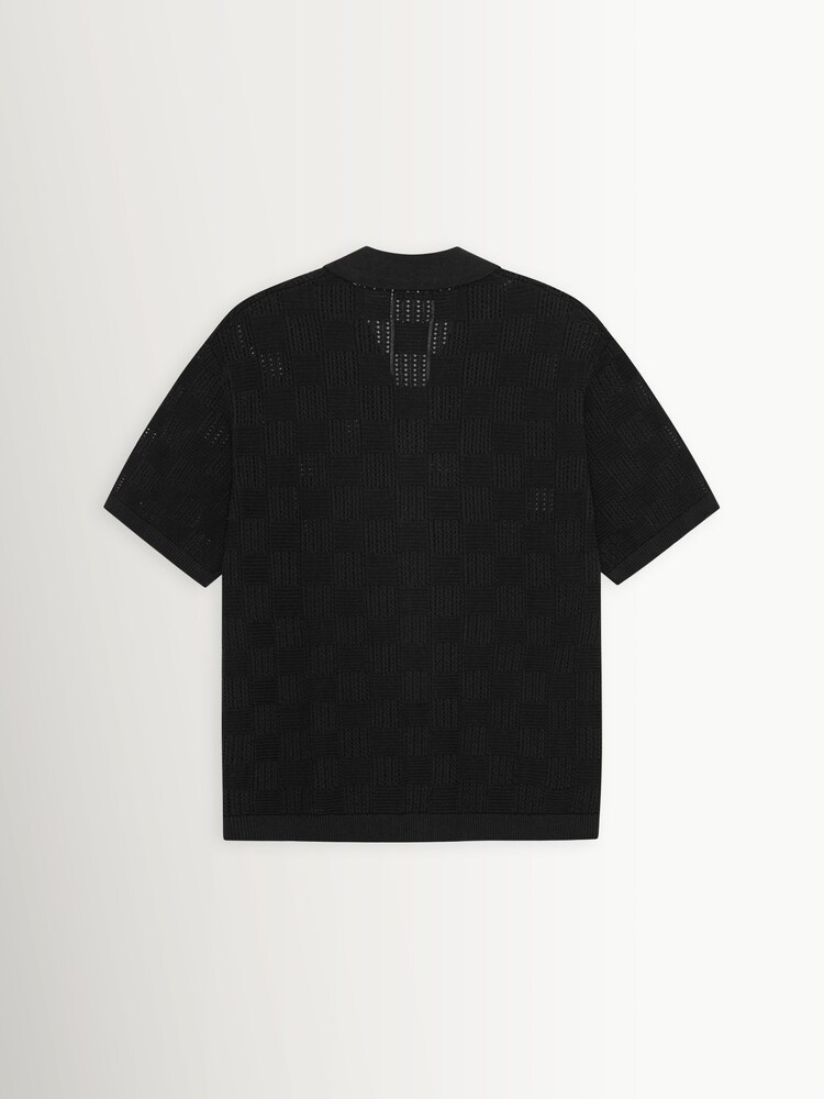 Les Deux Black Squared Knitted Short Sleeve Shirt - Image 7 of 7