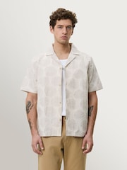 Les Deux White Dahlia Jacquard Short Sleeve Shirt - Image 1 of 6