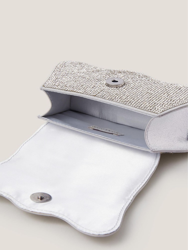 Monsoon Silver Diamanté Bow Handbag - Image 4 of 4 Monsoon Silver Diamanté Bow Handbag - Image 4 of 4