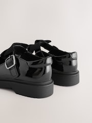 Black Patent Narrow Fit (E) Bow Chunky Mary Jane School Shoes - Image 5 of 5