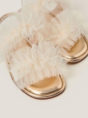 Monsoon Cream Frilly Tulle Strap Sandals - Image 2 of 3