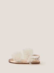 Monsoon Cream Frilly Tulle Strap Sandals - Image 3 of 3