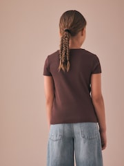 Chocolate Brown Short Sleeve Ribbed Cardigan (3-16yrs) - Image 3 of 8