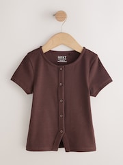 Chocolate Brown Short Sleeve Ribbed Cardigan (3-16yrs) - Image 5 of 8