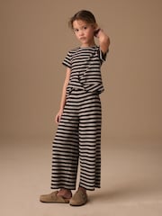 Maro ciocolată cu dungi - Wrap Top And Wide Leg Set (3-16yrs) - Imaginea 1 din 4