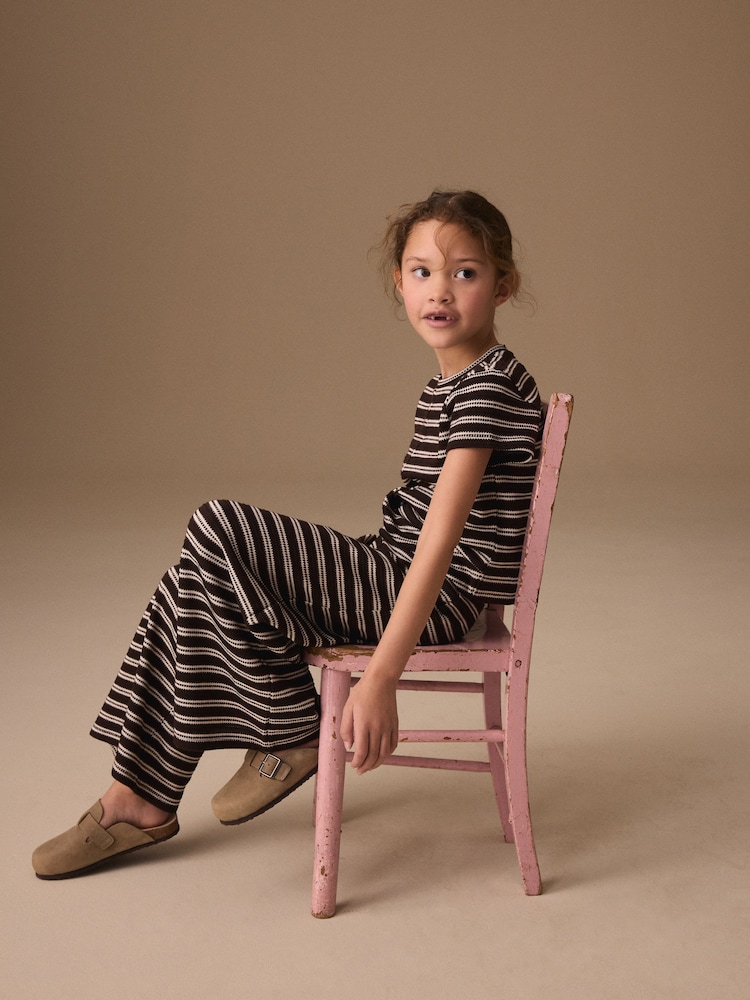 Maro ciocolată cu dungi - Wrap Top And Wide Leg Set (3-16yrs) - Imaginea 2 din 4